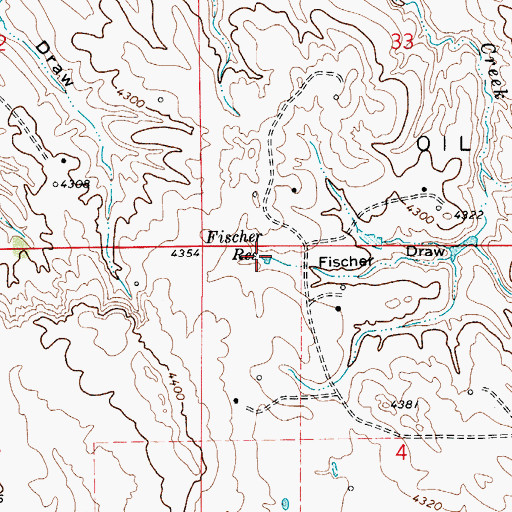 Topographic Map of Fischer Reservoir, WY