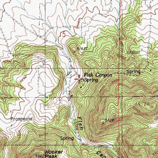 Topographic Map of Fish Canyon Spring, WY
