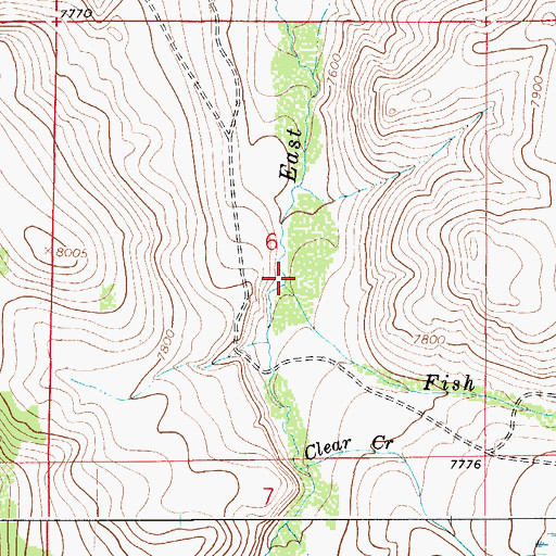 Topographic Map of Fish Creek, WY