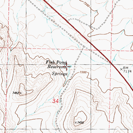 Topographic Map of Fish Pond Reservoir, WY