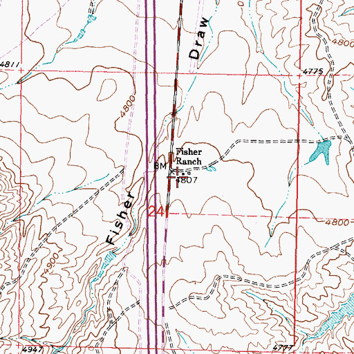 Topographic Map of Fisher Ranch, WY