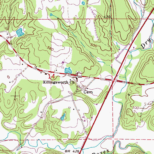 Topographic Map of New River Baptist Church, AL