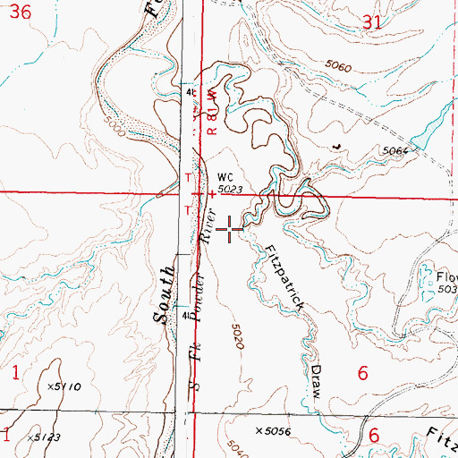 Topographic Map of Fitzpatrick Draw, WY