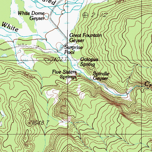 Topographic Map of Five Sisters Springs, WY