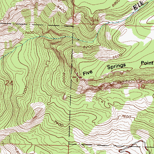 Topographic Map of Five Springs Point, WY