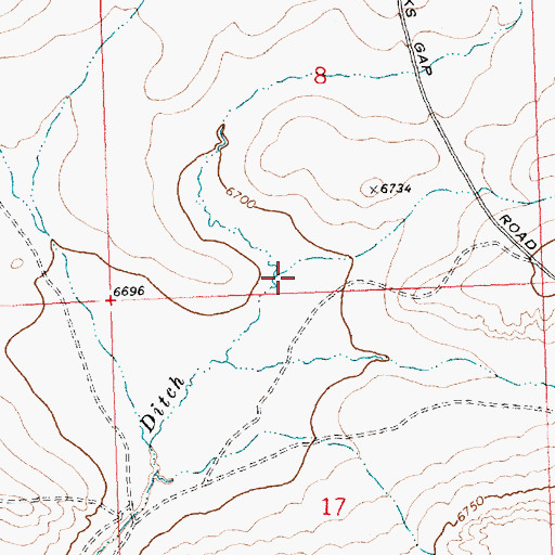 Topographic Map of Fivemile Ditch, WY
