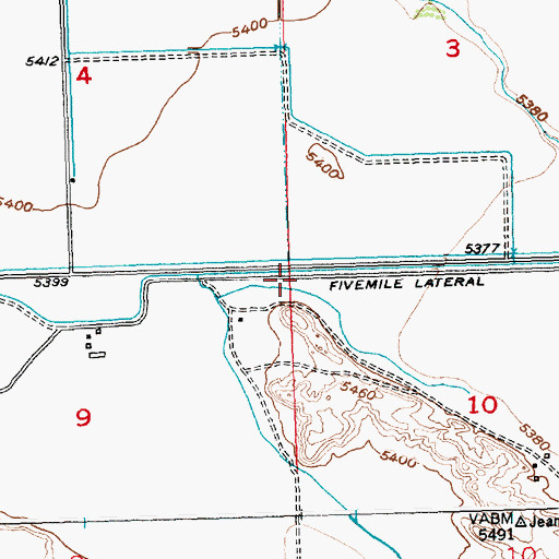 Topographic Map of Fivemile Lateral, WY