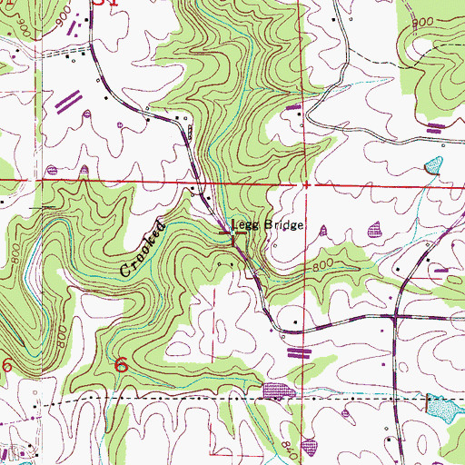 Topographic Map of Legg Bridge, AL