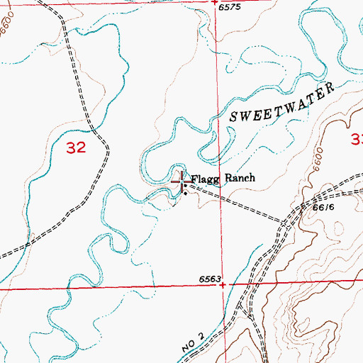 Topographic Map of Flagg Ranch, WY