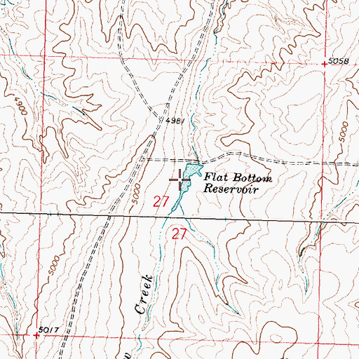 Topographic Map of Flat Bottom Reservoir, WY