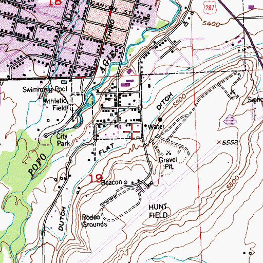 Topographic Map of Flat Ditch, WY