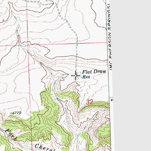 Topographic Map of Flat Draw Reservoir, WY