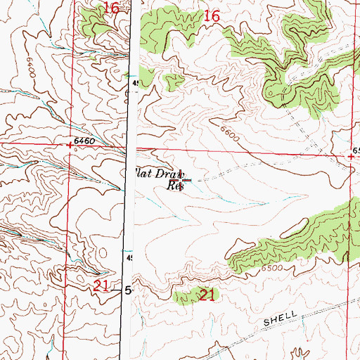 Topographic Map of Flat Draw Reservoir, WY