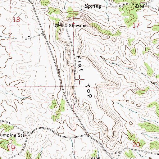 Topographic Map of Flat Top, WY