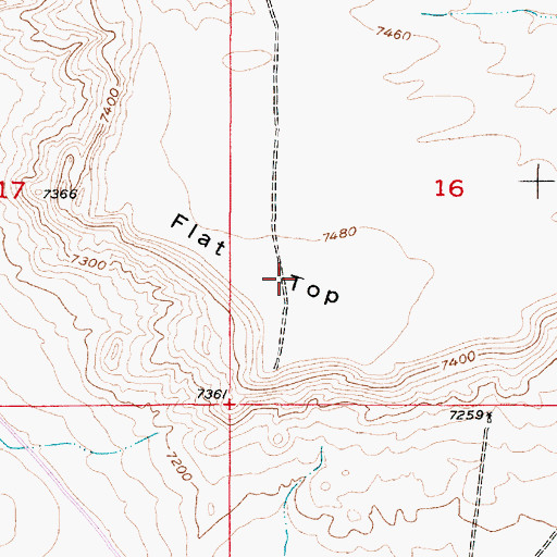 Topographic Map of Flat Top, WY