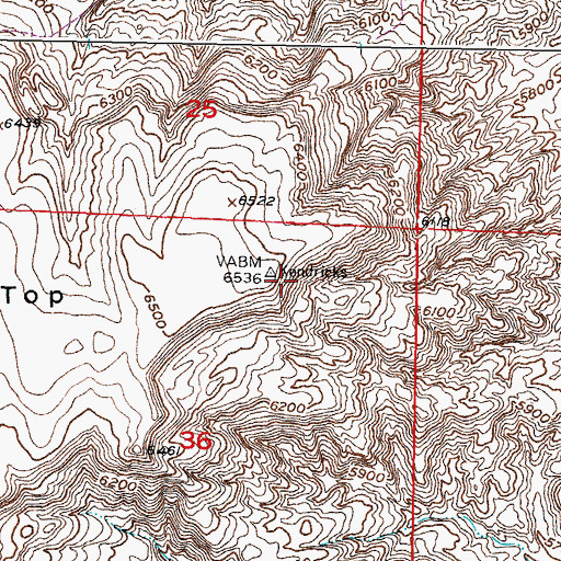 Topographic Map of Flat Top, WY