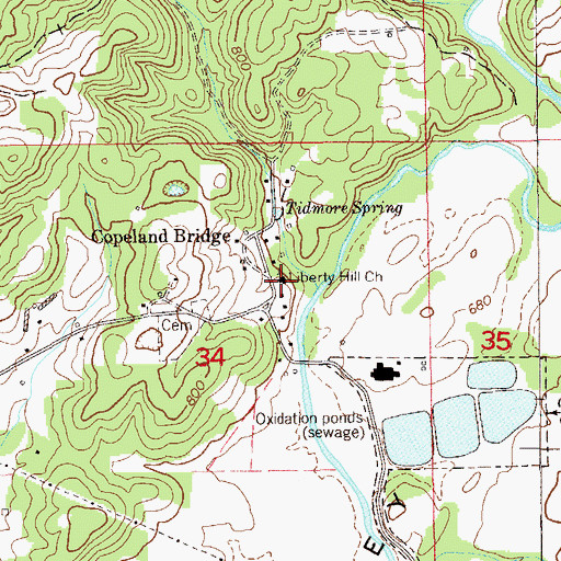 Topographic Map of Liberty Hill Baptist Church, AL