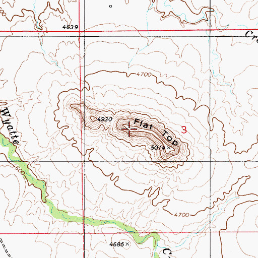 Topographic Map of Flat Top, WY
