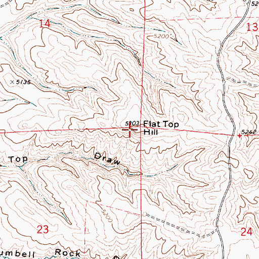 Topographic Map of Flat Top Hill, WY