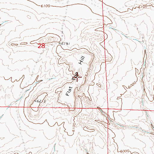 Topographic Map of Flat Top Hill, WY