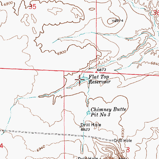 Topographic Map of Flat Top Reservoir, WY