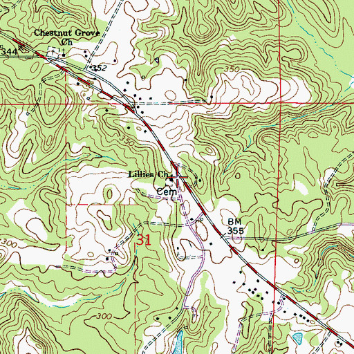 Topographic Map of Lillies Chapel Methodist Church, AL