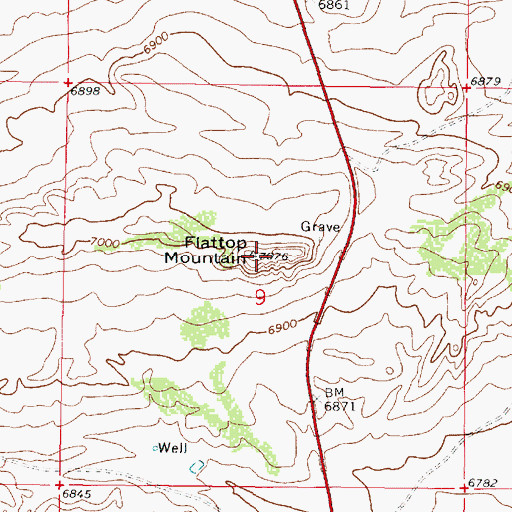 Topographic Map of Flattop Mountain, WY