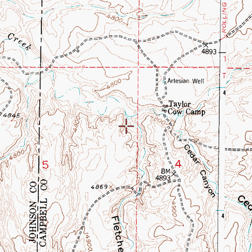 Topographic Map of Fletcher Canyon, WY