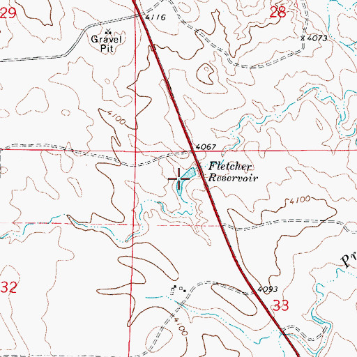 Topographic Map of Fletcher Reservoir, WY