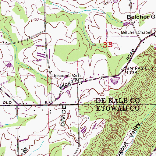 Topographic Map of Lipscomb Cemetery, AL