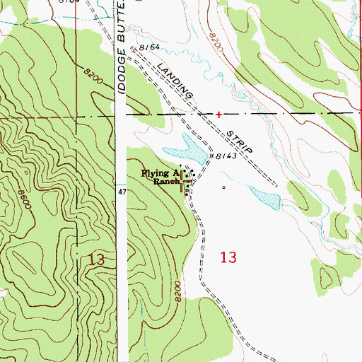 Topographic Map of Flying A Ranch, WY