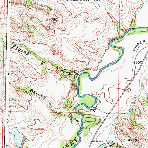 Topographic Map of Flying E Creek, WY