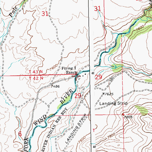 Topographic Map of Flying T Ranch, WY