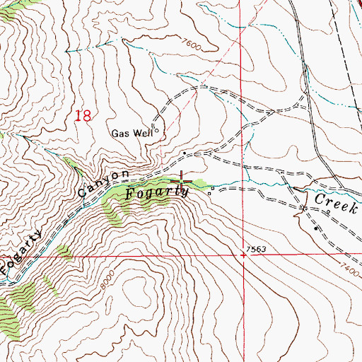 Topographic Map of Fogarty Canyon, WY