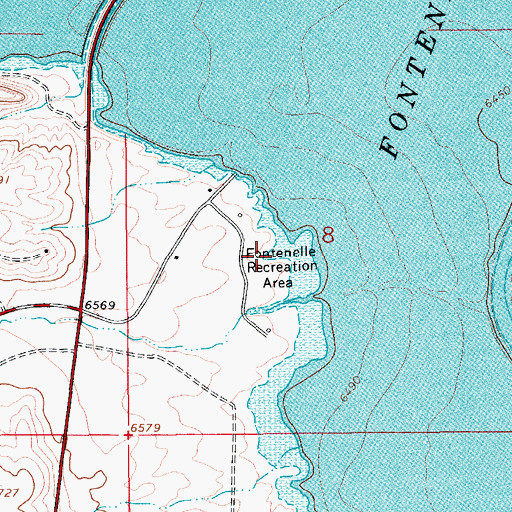 Topographic Map of Fontenelle Recreation Area, WY