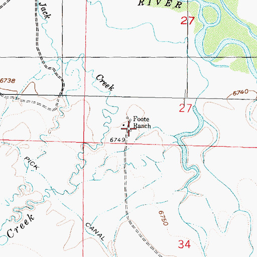 Topographic Map of Foote Ranch, WY