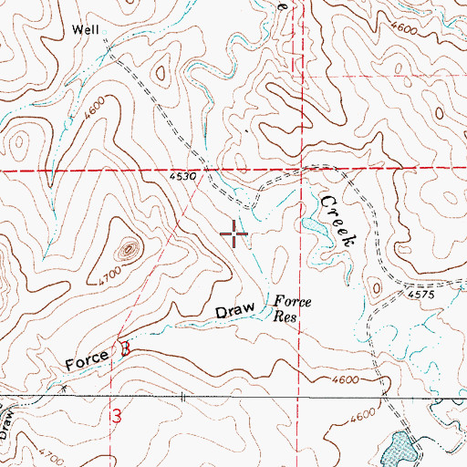 Topographic Map of Force Draw, WY