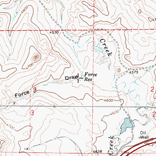 Topographic Map of Force Reservoir, WY