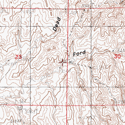 Topographic Map of Ford Draw, WY