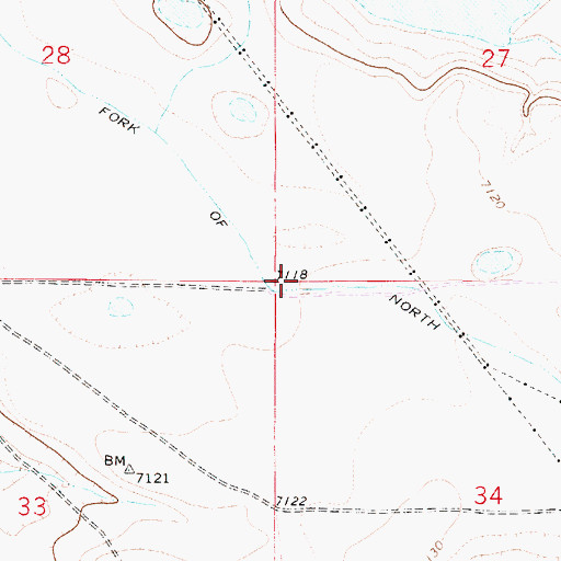 Topographic Map of Fork of North Canal, WY