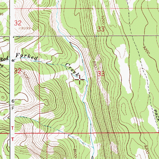 Topographic Map of Forked Creek, WY