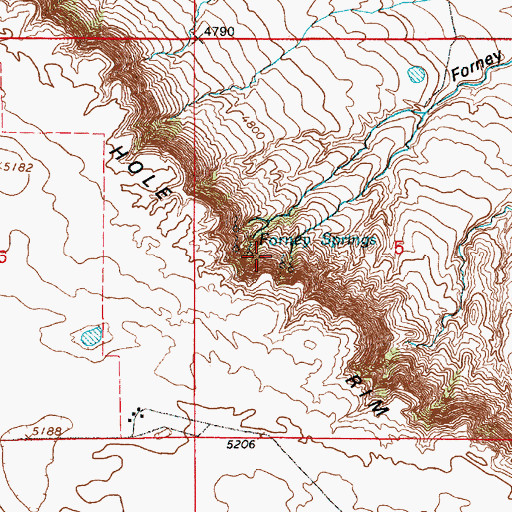 Topographic Map of Forney Springs, WY