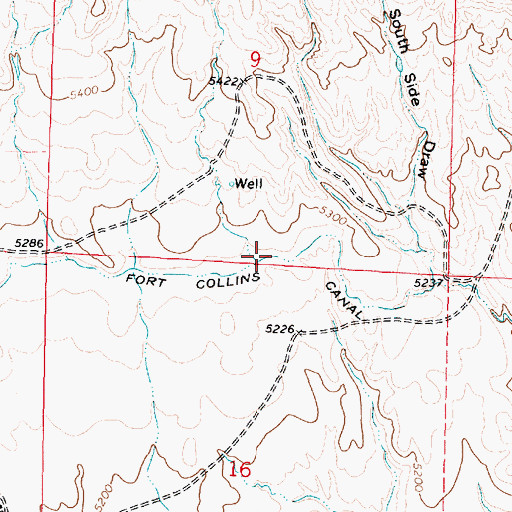 Topographic Map of Fort Collins Canal, WY