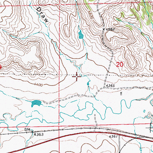 Topographic Map of Fortin Draw, WY