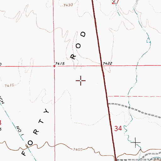 Topographic Map of Forty Rod Flat, WY