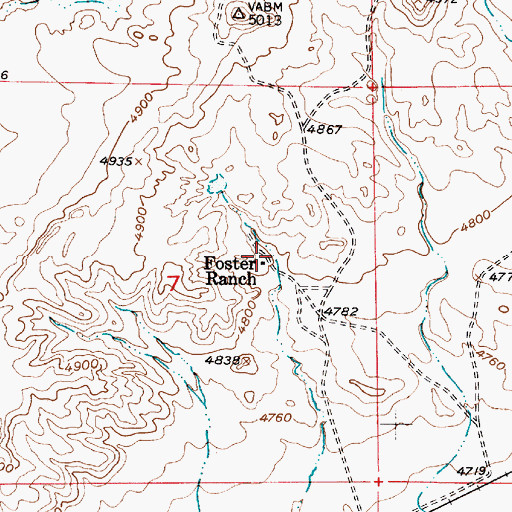 Topographic Map of Foster Ranch, WY