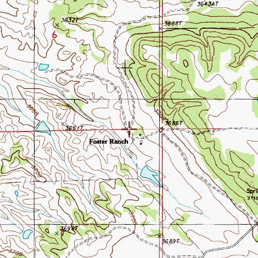 Topographic Map of Foster Ranch, WY
