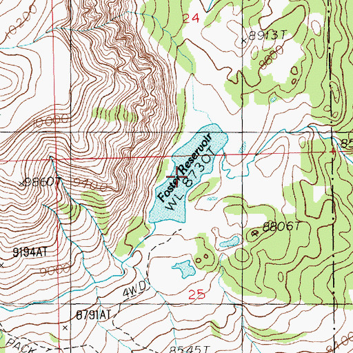 Topographic Map of Foster Reservoir, WY