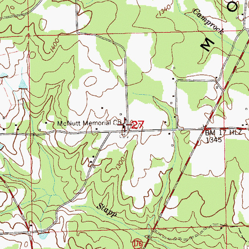 Topographic Map of McNutt Memorial Methodist Church, AL