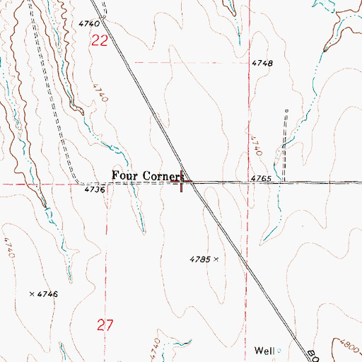 Topographic Map of Four Corners, WY